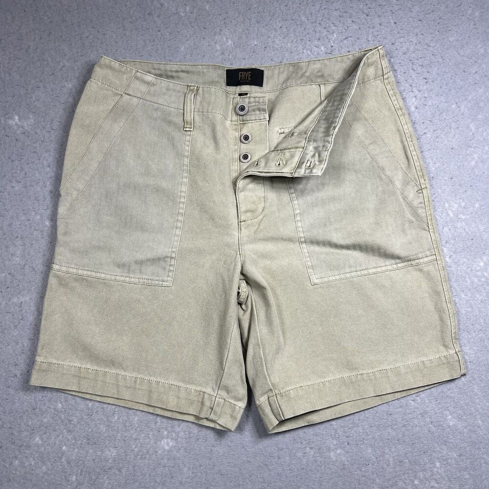 FRYE Camber Canvas Durable Button-Fly Shorts Men’s Size 33 Green Khaki
